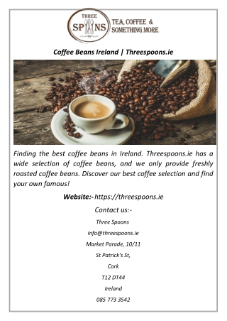 Coffee Beans Ireland  Threespoons.ie