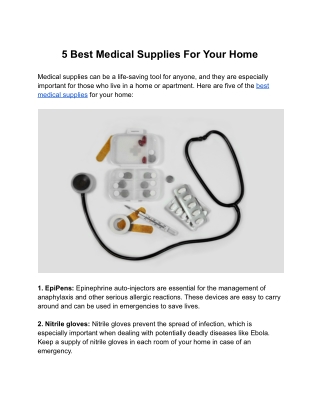 5 Best Medical Supplies For Your Home