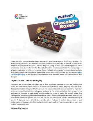 What Benefits do Custom Chocolate Boxes serve to your Brand?