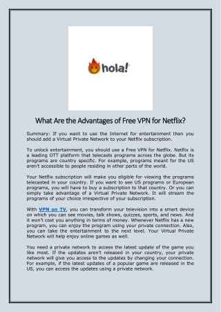 What Are The Advantages Of Free VPN For Netflix