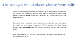 3 reasons you should always choose smart bulbs