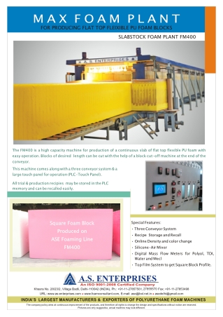 Continuous Foaming Machine (MAGNA) | AS Enterprises