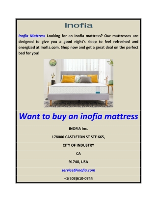 Want to buy an inofia mattress
