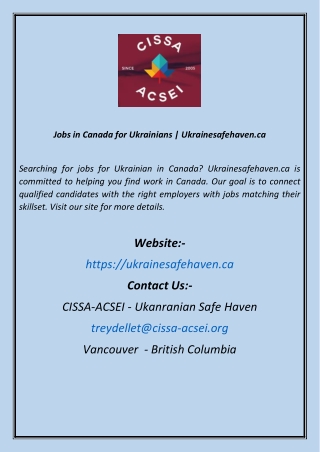 Jobs in Canada for Ukrainians  Ukrainesafehaven.ca