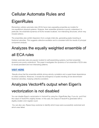 Cellular Automata Rules and EigenRules
