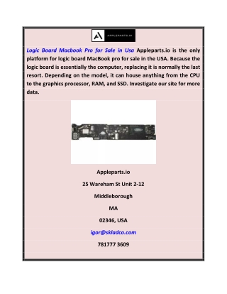 Logic Board Macbook Pro for Sale in Usa  Appleparts.io