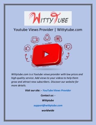Youtube Views Provider | Wittytube.com