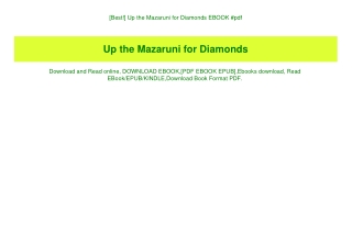 [Best!] Up the Mazaruni for Diamonds EBOOK #pdf