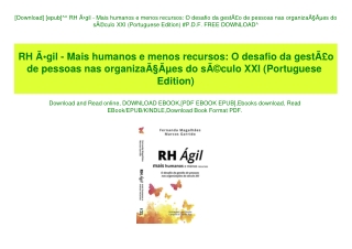 [Download] [epub]^^ RH ÃƒÂgil - Mais humanos e menos recursos O desafio da gestÃƒÂ£o de pessoas nas organizaÃƒÂ§ÃƒÂµes