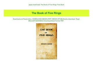 {epub download} The Book of Five Rings Free Book