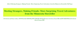 [Best!] Meeting Strangers  Making Friends More Surprising Travel Adventures from the Minnesota Storyteller Full Pages