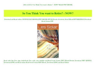 [R.E.A.D] So You Think You want to Retire  NOW READ PDF EBOOK