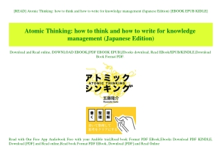 [READ] Atomic Thinking how to think and how to write for knowledge management (Japanese Edition) [EBOOK EPUB KIDLE]