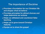 The Importance of Doctrine