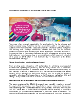Accelerating growth in Life Sciences through tech solutions - Volt international