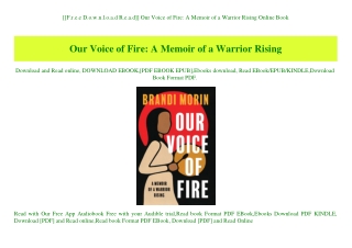 [[F.r.e.e D.o.w.n.l.o.a.d R.e.a.d]] Our Voice of Fire A Memoir of a Warrior Rising Online Book