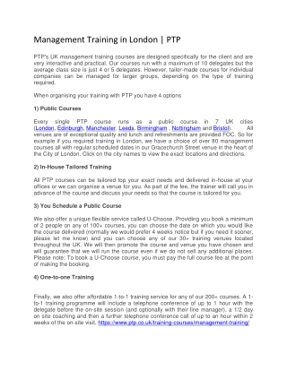Management Training in London - PTP