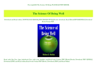 Free [epub]$$ The Science Of Being Well READ PDF EBOOK