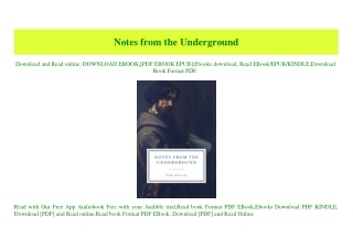 (READ-PDF!) Notes from the Underground eBook PDF