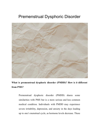 Premenstrual Dysphoric Disorder