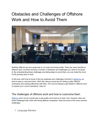 Obstacles and Challenges of Offshore Work and How to Avoid Them
