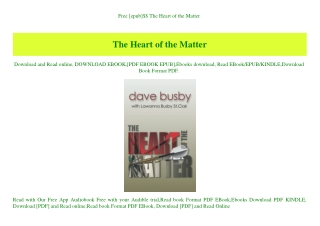 Free [epub]$$ The Heart of the Matter (READ PDF EBOOK)
