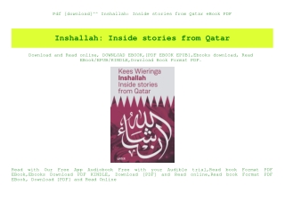 Pdf [download]^^ Inshallah Inside stories from Qatar eBook PDF