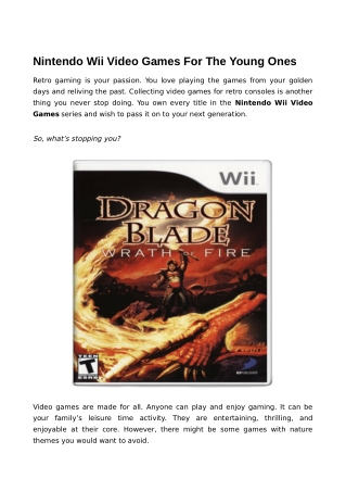 Purchase Nintendo Wii Games from Retro Gaming Store — Voomwa