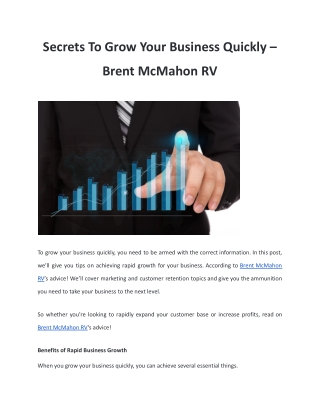 Secrets To Grow Your Business Quickly – Brent McMahon RV