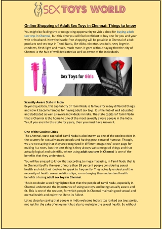 Online Shopping of Adult Sex Toys in Chennai: Things to know