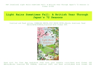 PDF [Download] Light Rains Sometimes Fall A British Year Through Japan's 72 Seasons in format E-PUB