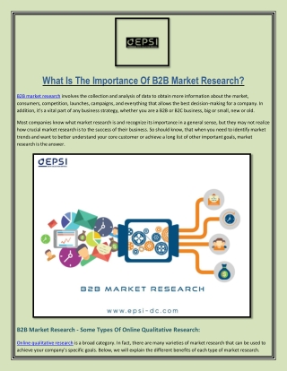 What Is The Importance Of B2B Market Research