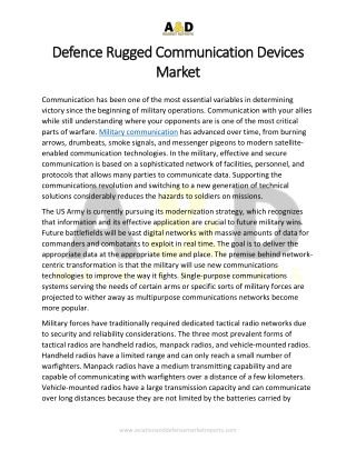 Rugged communication | Defense Rugged Communication Device Market