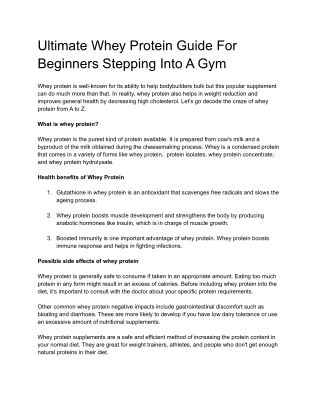 Ultimate Whey Protein Guide For Beginners Stepping Into A Gym