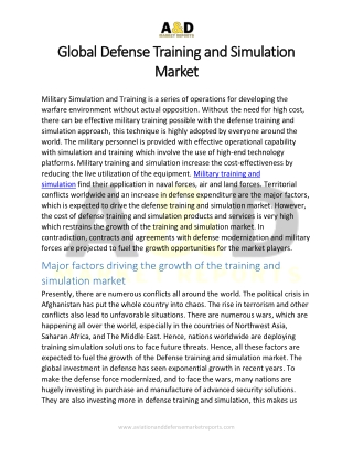 Global Defense Training and Simulation Market