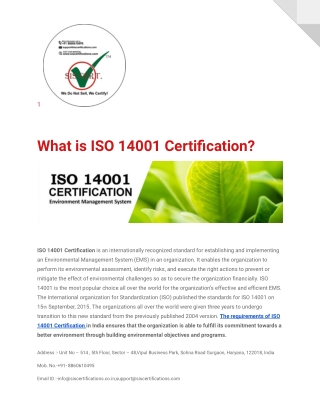 ISO 14001 Certification | Environmental Management System | SIS Certification