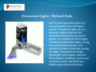 Decoration Lights | Michael Dark