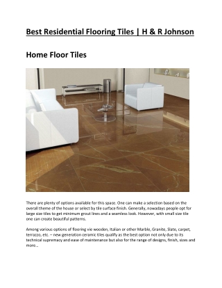 Best Residential Flooring Tiles | H & R Johnson