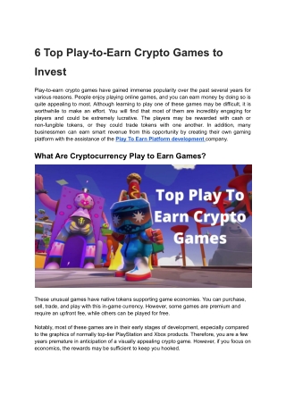 Check Out 6 Top Play-to-Earn Crypto Games