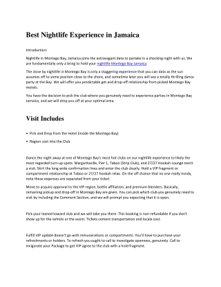 Best Nightlife Experience in Jamaica