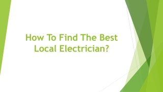 How To Find The Best Local Electrician