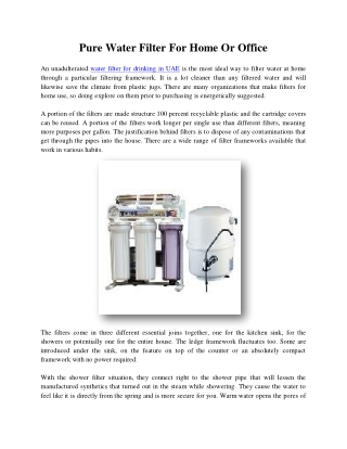 Pure Water Filter For Home Or Office