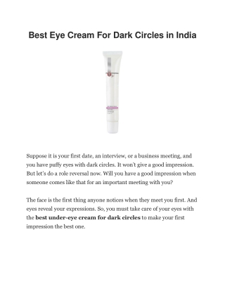 Best Eye Cream For Dark Circles in India