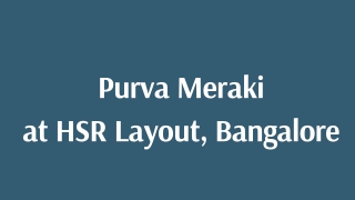 Purva Meraki HSR Layout Bangalore E brochure