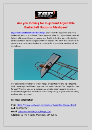 In-ground Adjustable Basketball Hoops in Mashpee