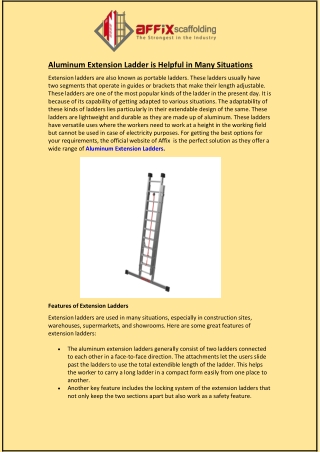 Aluminum Extension Ladder is Helpful in Many Situations