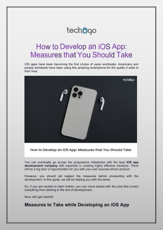 How to Develop an iOS App: Measures that You Should Take