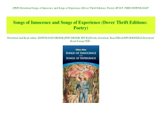 [PDF] Download Songs of Innocence and Songs of Experience (Dover Thrift Editions Poetry) #P.D.F. FREE DOWNLOAD^