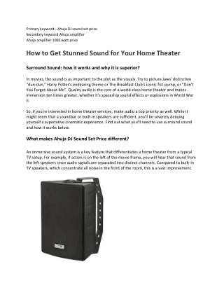How to Get Stunned Sound for Your Home Theater