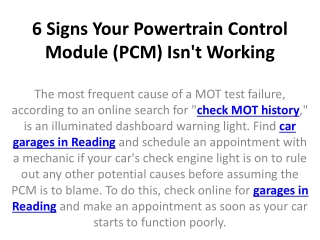 6 Signs Your Powertrain Control Module (PCM) Isn't Working